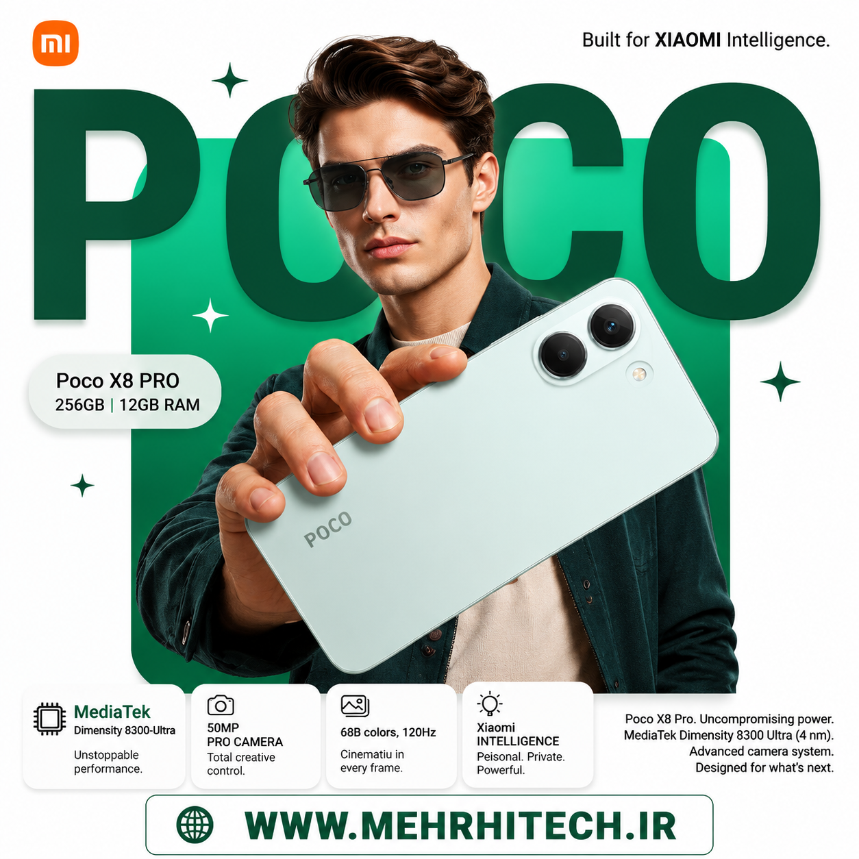 گوشی موبایل شیائومی مدل Poco X8 Pro ظرفیت 256 گیگابایت رم 12 گیگابایت
