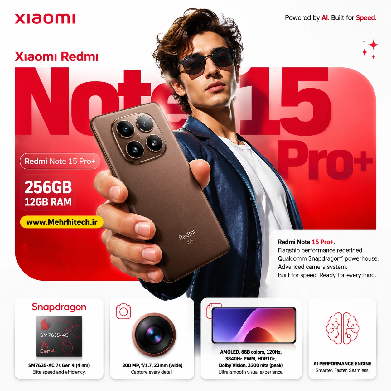 گوشی موبایل شیائومی مدل Redmi Note 15 Pro Plus ظرفیت 256 گیگابایت رم 12 گیگابایت