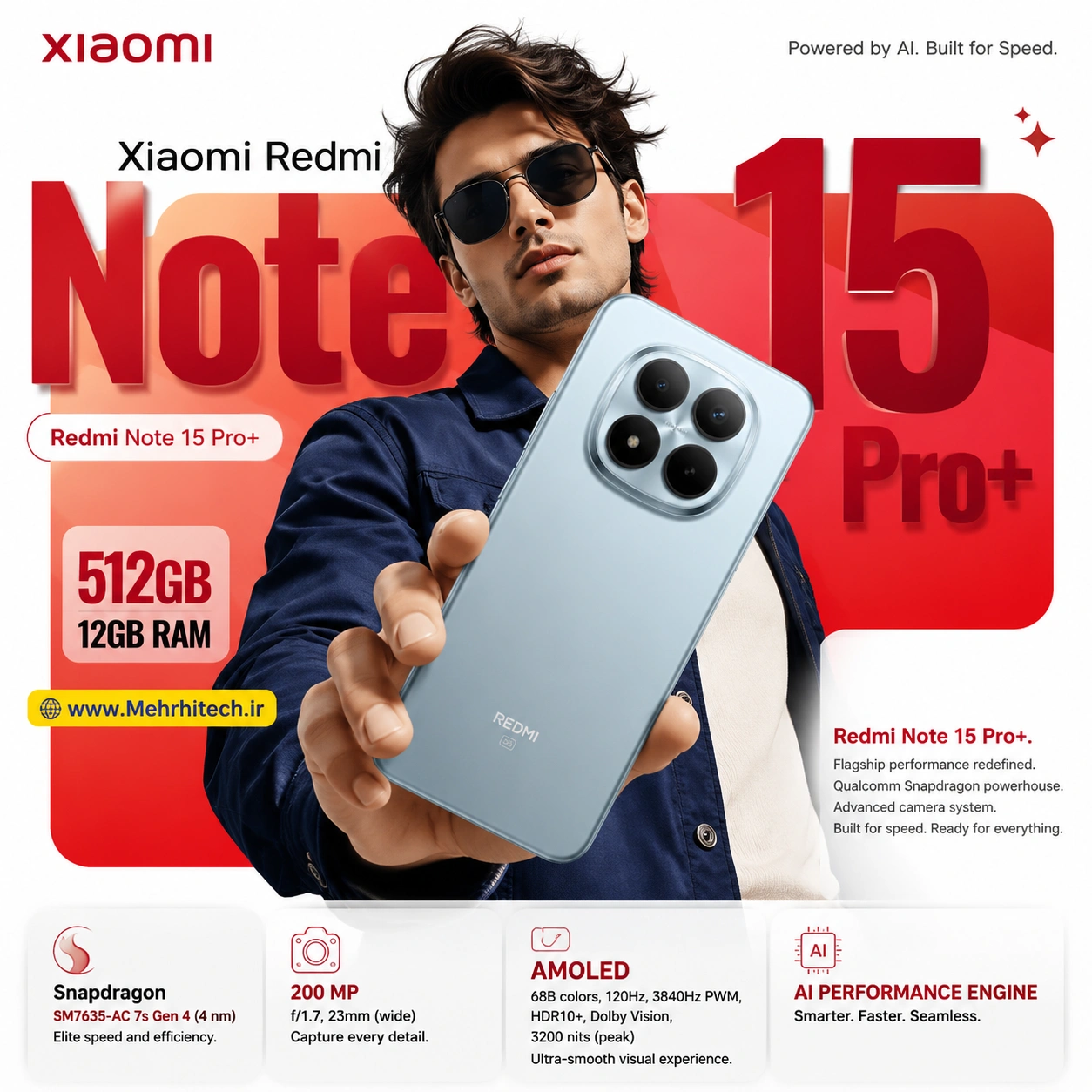 گوشی موبایل شیائومی مدل Redmi Note 15 Pro Plus ظرفیت 512 گیگابایت رم 12 گیگابایت