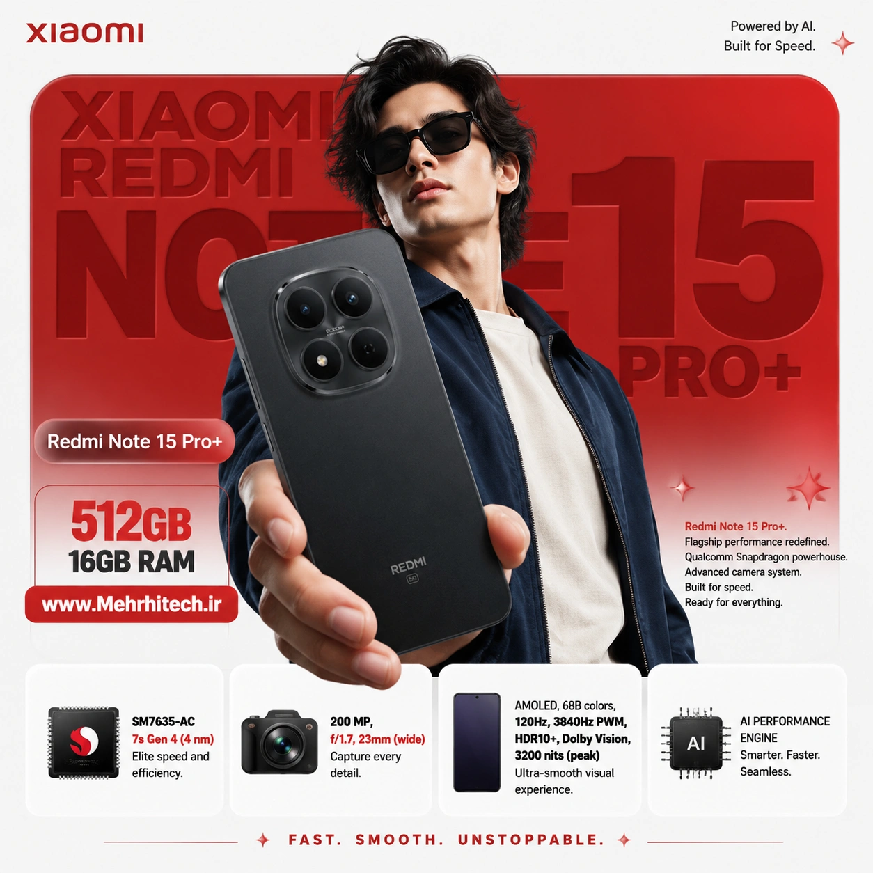 گوشی موبایل شیائومی مدل Redmi Note 15 Pro Plus ظرفیت 512 گیگابایت رم 16 گیگابایت
