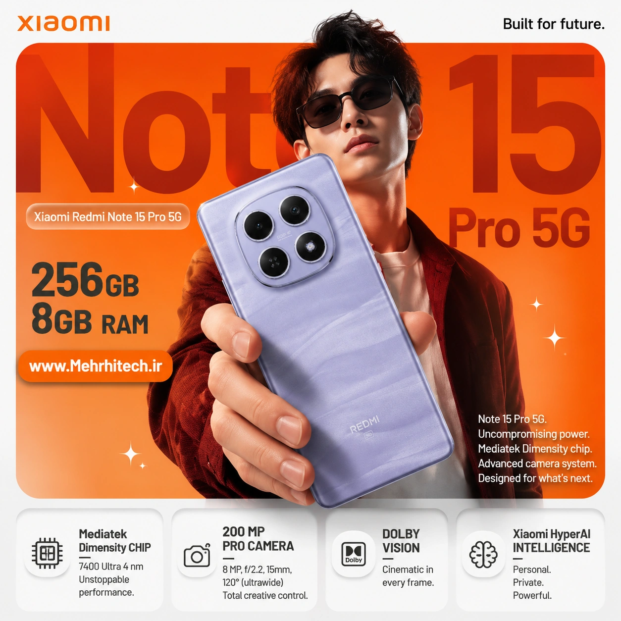 گوشی موبایل شیائومی مدل Redmi Note 15 Pro 5G ظرفیت 256 گیگابایت رم 8 گیگابایت