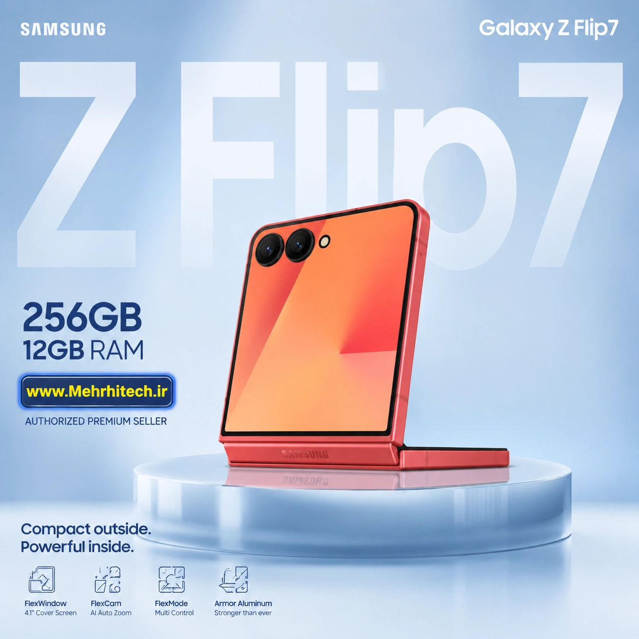 گوشی موبایل تاشو سامسونگ مدل Galaxy Z Flip7 دو سیم کارت ظرفیت 256 گیگابایت و رم 12 گیگابایت