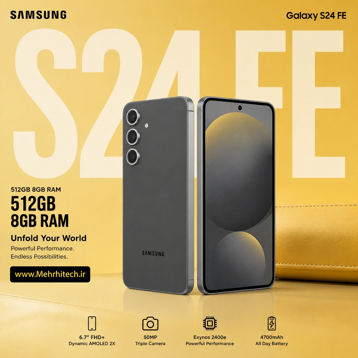 گوشی موبایل سامسونگ مدل Galaxy S24 FE دو سیم کارت ظرفیت 512 گیگابایت و رم 8 گیگابایت