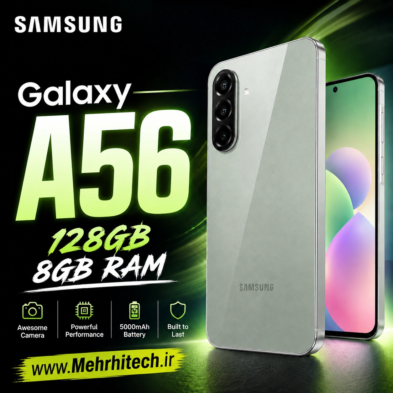 گوشی موبایل سامسونگ مدل Galaxy A56 5G دو سیم کارت ظرفیت 128 گیگابایت و رم 8 گیگابایت