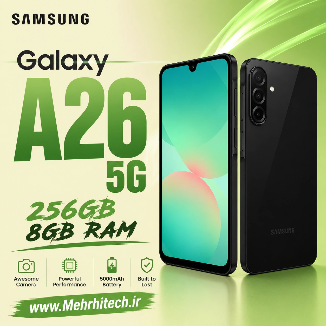 گوشی موبایل سامسونگ مدل Galaxy A26 5G دو سیم کارت ظرفیت 256 گیگابایت و رم 8 گیگابایت