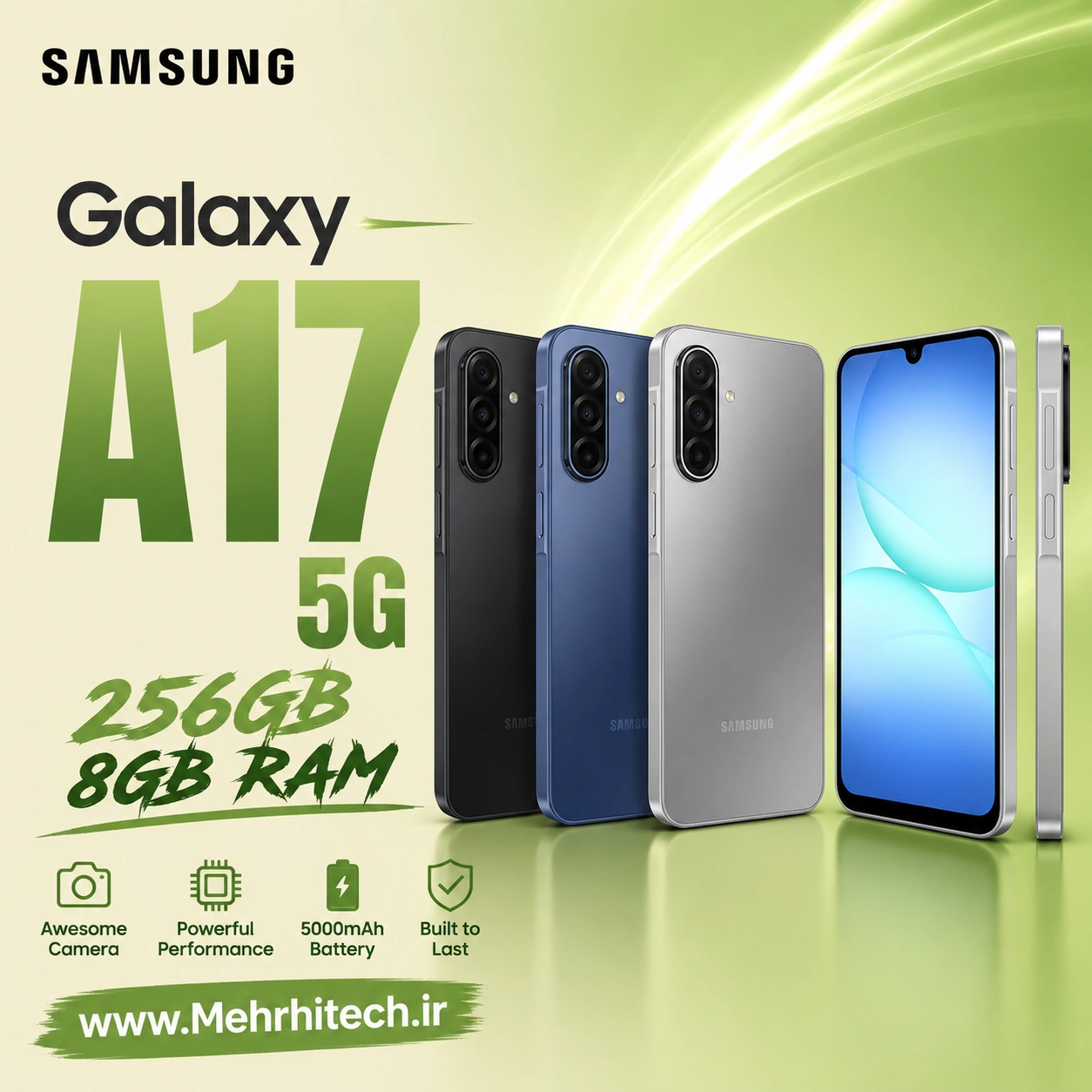 گوشی موبایل سامسونگ مدل Galaxy A17 5G دو سیم کارت ظرفیت 256 گیگابایت و رم 8 گیگابایت