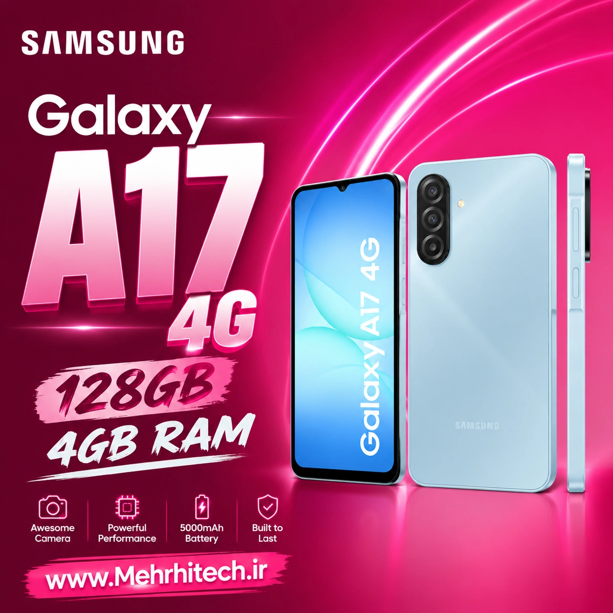گوشی موبایل سامسونگ مدل Galaxy A17 4G دو سیم کارت ظرفیت 128 گیگابایت و رم 4 گیگابایت