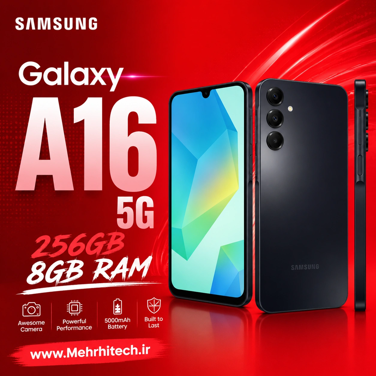 گوشی موبایل سامسونگ مدل Galaxy A16 5G دو سیم کارت ظرفیت 256 گیگابایت و رم 8 گیگابایت