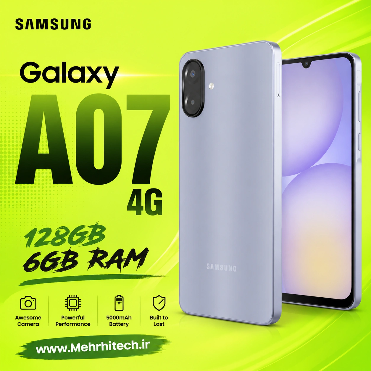 گوشی موبایل سامسونگ مدل  Galaxy A07 4G دو سیم کارت ظرفیت 128 گیگابایت و رم 6 گیگابایت