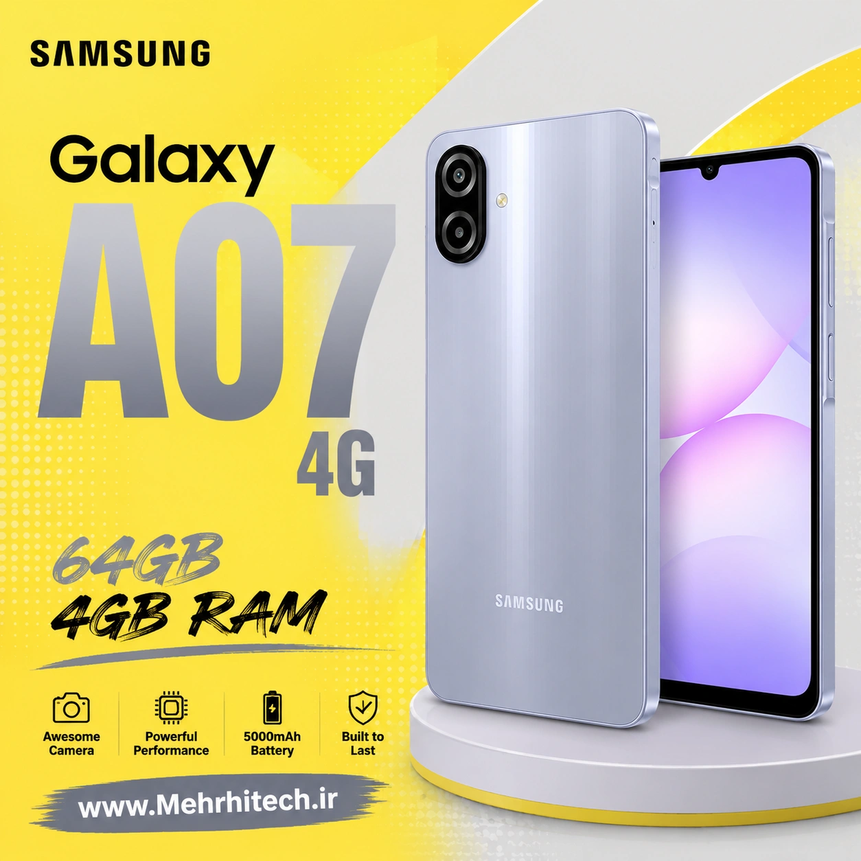 گوشی موبایل سامسونگ مدل Galaxy A07 دو سیم کارت ظرفیت 64 گیگابایت و رم 4 گیگابایت