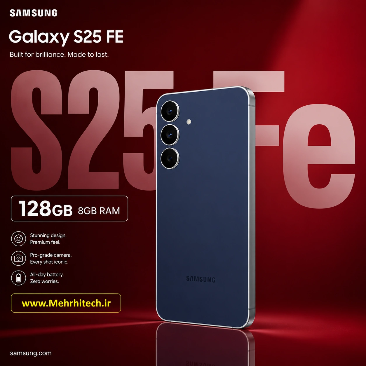 گوشی موبایل سامسونگ مدل Galaxy S25 FE دو سیم کارت ظرفیت 128 گیگابایت و رم 8 گیگابایت