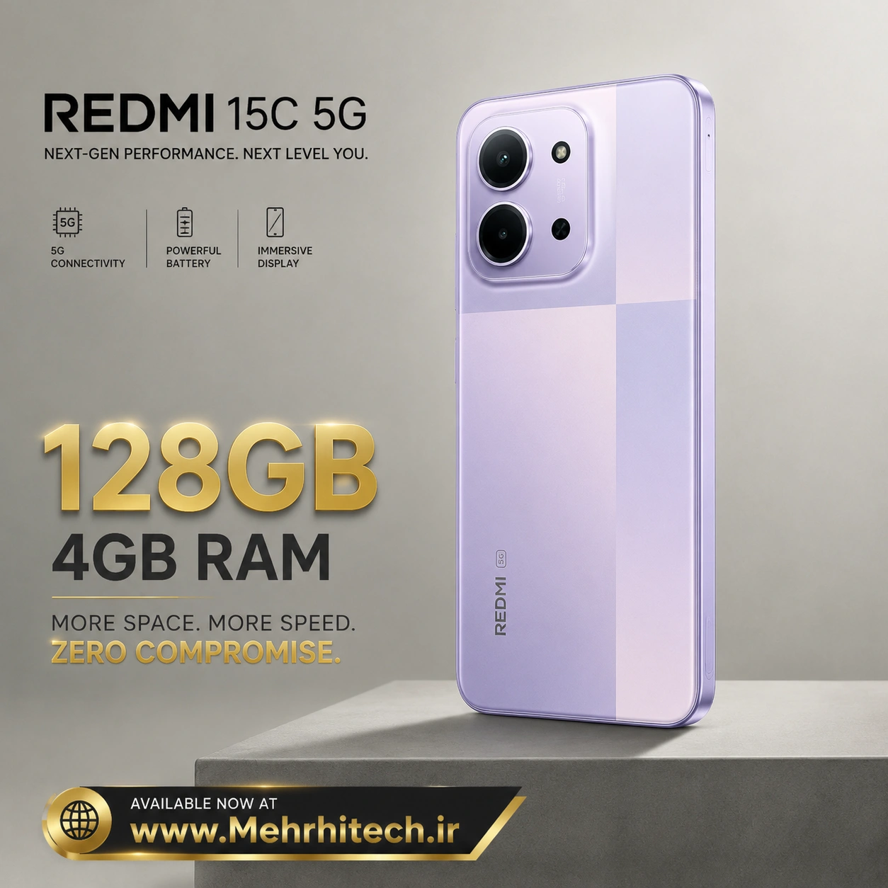 گوشی موبایل شیائومی مدل Redmi 15C 5G ظرفیت 128 گیگابایت رم 4 گیگابایت