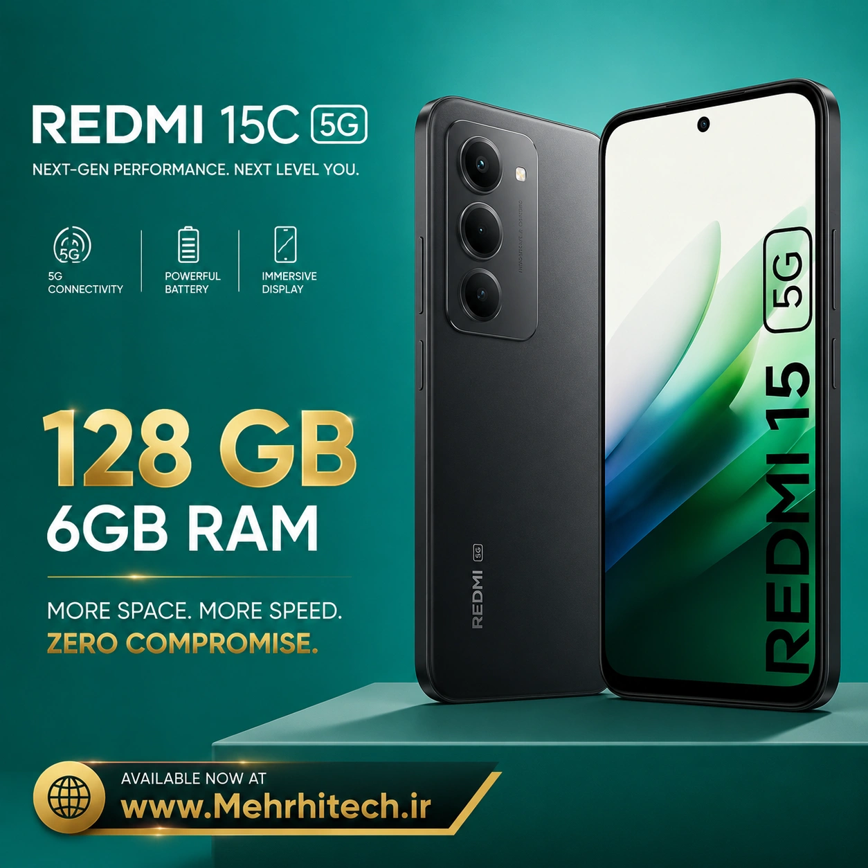 گوشی موبایل شیائومی مدل Redmi 15C 5G ظرفیت 128 گیگابایت رم 6 گیگابایت