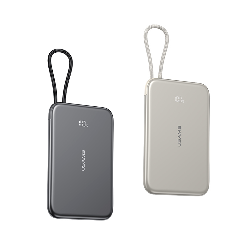 پاوربانک مگنتی یوسمز USAMS CD227 ظرفیت 5000 میلیآمپر ساعت | شارژ سریع PD 20W، کابل Type-C داخلی و نمایشگر دیجیتال