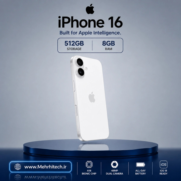 گوشی موبایل اپل مدل iPhone 16 ظرفیت 512 گیگابایت رم 8 گیگابایت | نات اکتیو با گارانتی