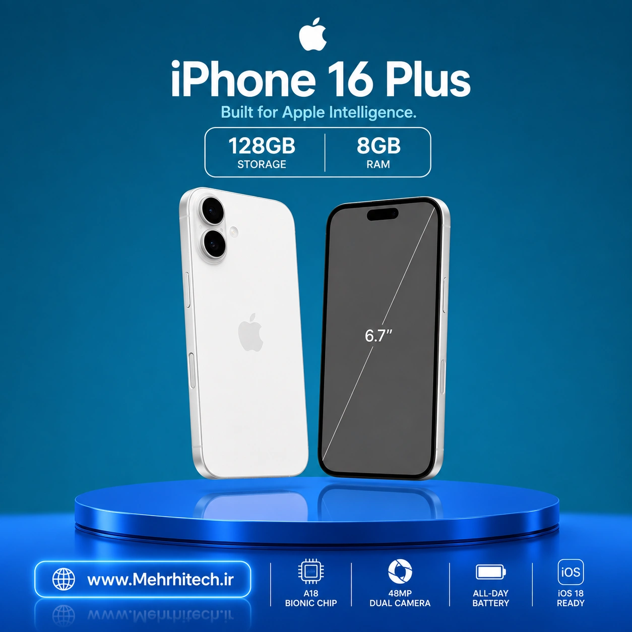 گوشی موبایل اپل مدل iPhone 16 Plus ظرفیت 128 گیگابایت رم 8 گیگابایت | نات اکتیو با گارانتی