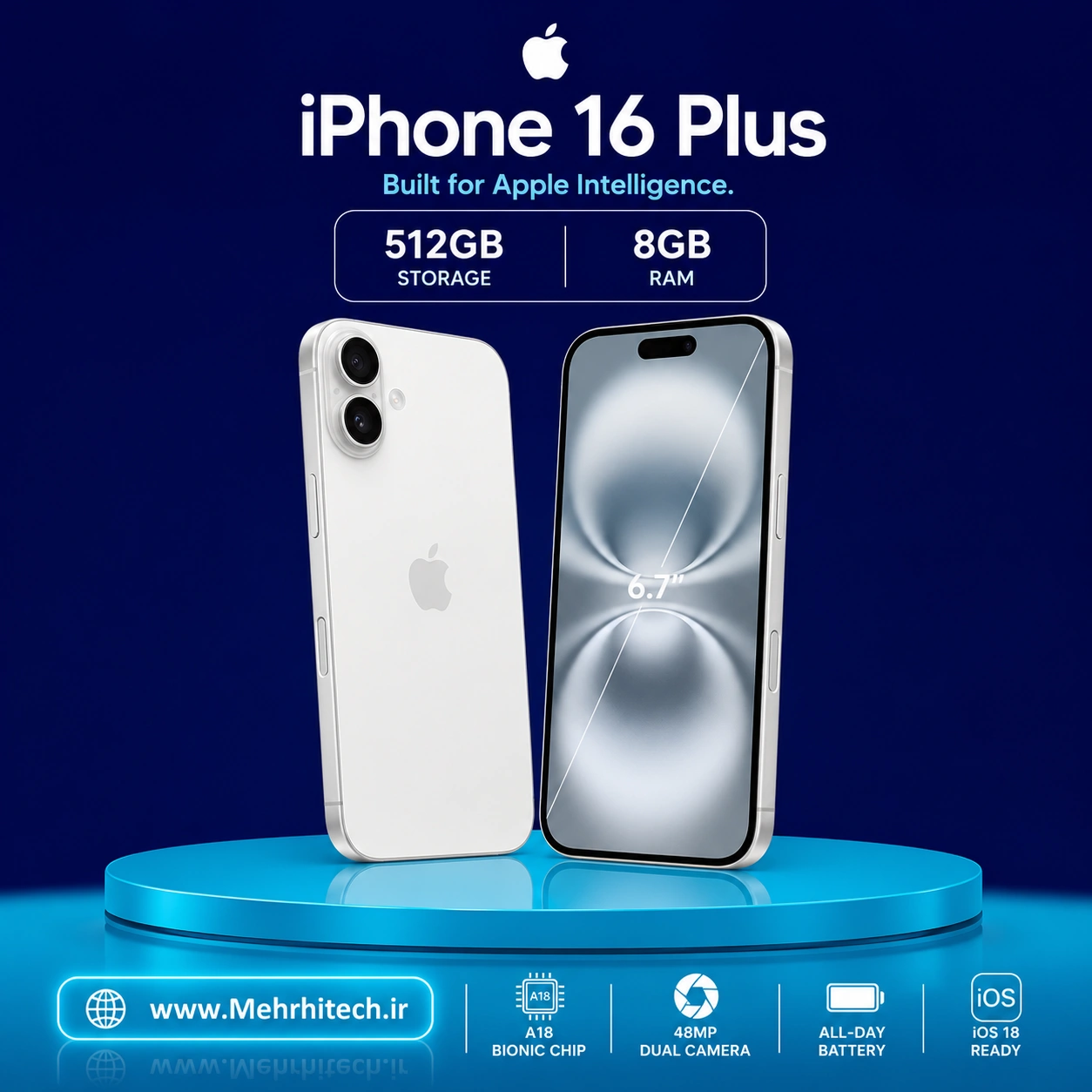 گوشی موبایل اپل مدل iPhone 16 Plus ظرفیت 512 گیگابایت رم 8 گیگابایت | نات اکتیو با گارانتی