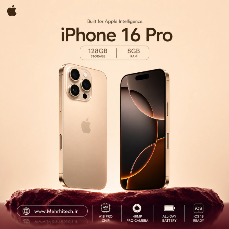 گوشی موبایل اپل مدل iPhone 16 Pro ظرفیت 128 گیگابایت رم 8 گیگابایت | نات اکتیو با گارانتی