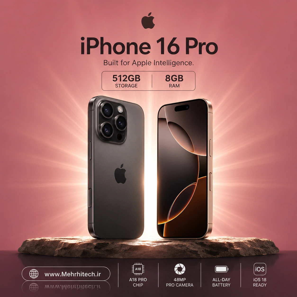 گوشی موبایل اپل مدل iPhone 16 Pro ظرفیت 512 گیگابایت رم 8 گیگابایت | نات اکتیو با گارانتی