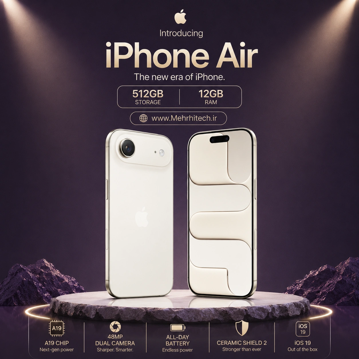 گوشی موبایل اپل مدل iPhone Air ظرفیت 512 گیگابایت رم 12 گیگابایت | نات اکتیو با گارانتی