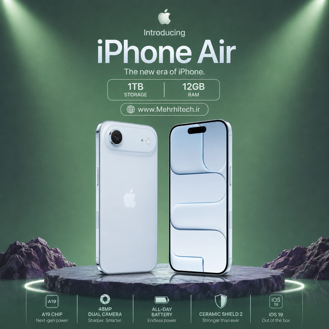 گوشی موبایل اپل مدل iPhone Air ظرفیت 1 ترابایت رم 12 گیگابایت | نات اکتیو با گارانتی