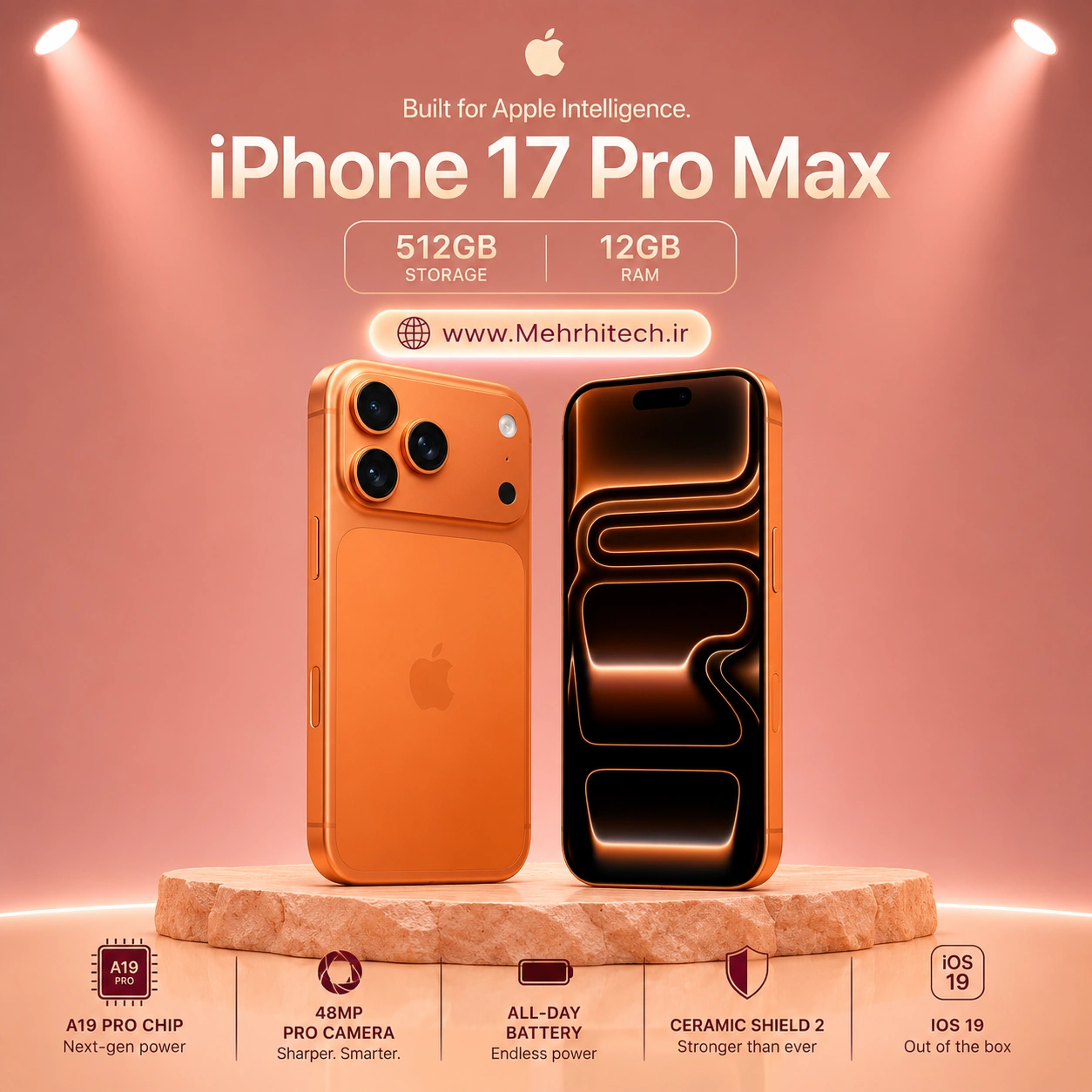 گوشی موبایل اپل مدل iPhone 17 Pro Max ظرفیت 512 گیگابایت رم 12 گیگابایت | نات اکتیو با گارانتی