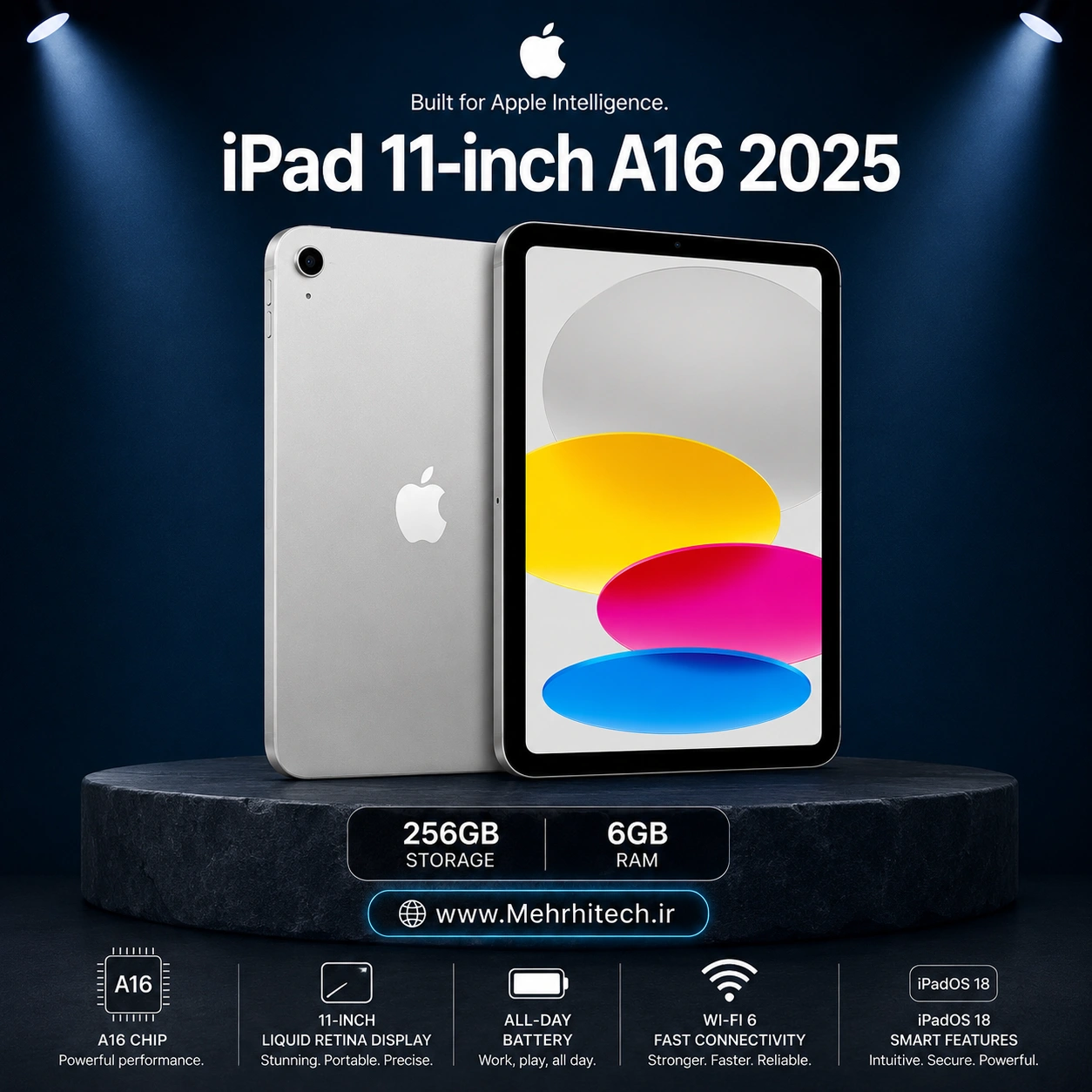 تبلت اپل مدل iPad 11-inch A16 2025 Wi-Fi ظرفیت 256 گیگابایت رم 6 گیگابایت