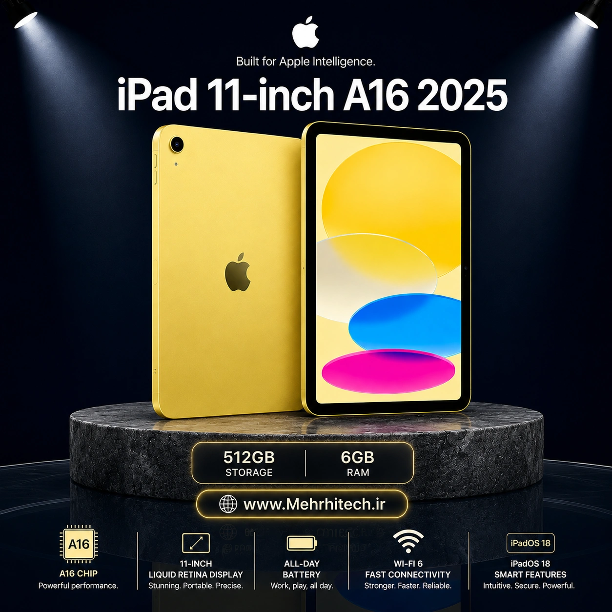 تبلت اپل مدل iPad 11-inch A16 2025 Wi-Fi ظرفیت 512 گیگابایت رم 6 گیگابایت
