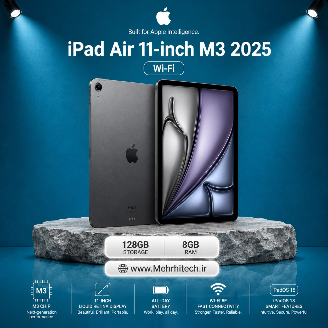 تبلت اپل مدل iPad Air 11-inch M3 2025 Wi-Fi ظرفیت 128 گیگابایت رم 8 گیگابایت