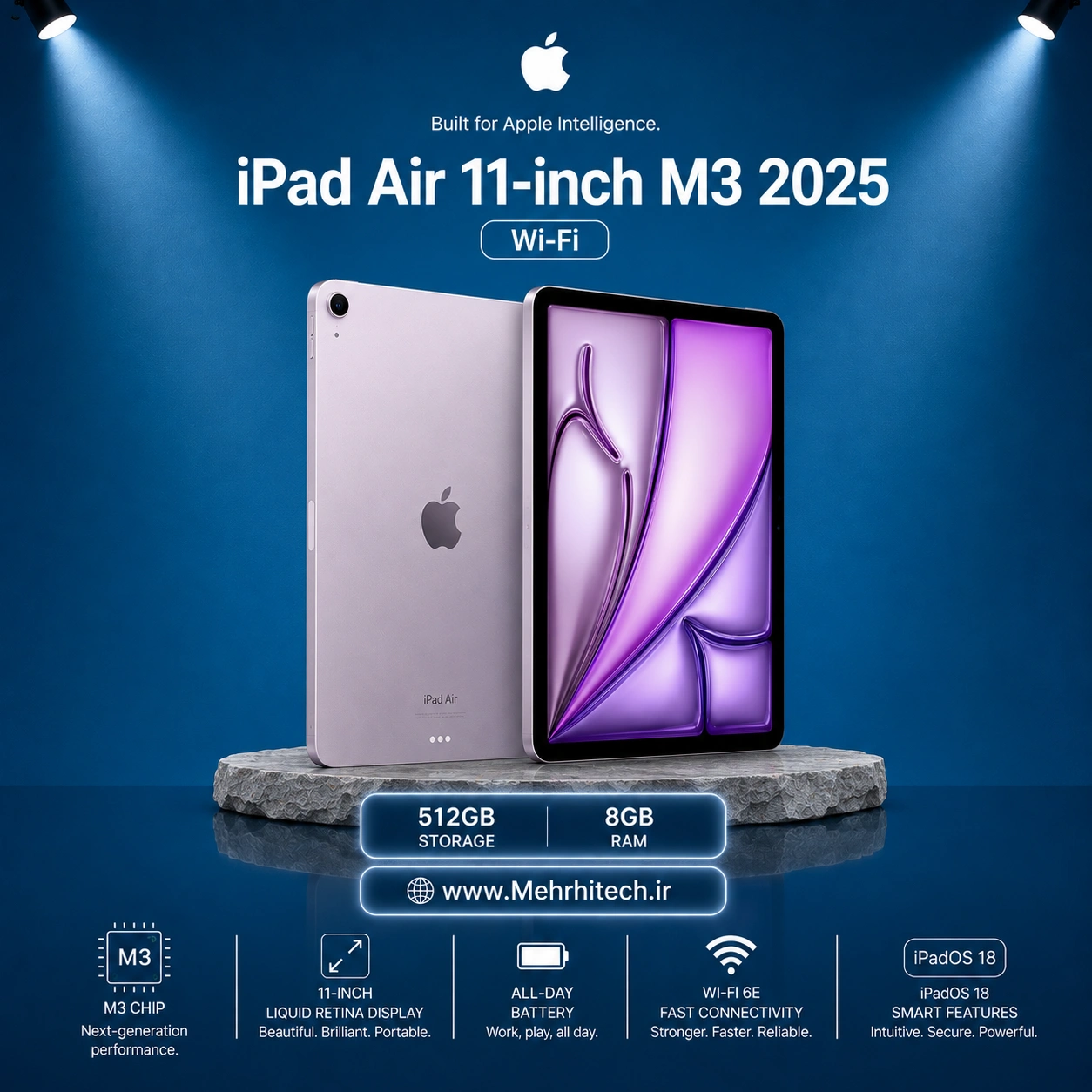 تبلت اپل مدل iPad Air 11-inch M3 2025 Wi-Fi ظرفیت 512 گیگابایت رم 8 گیگابایت