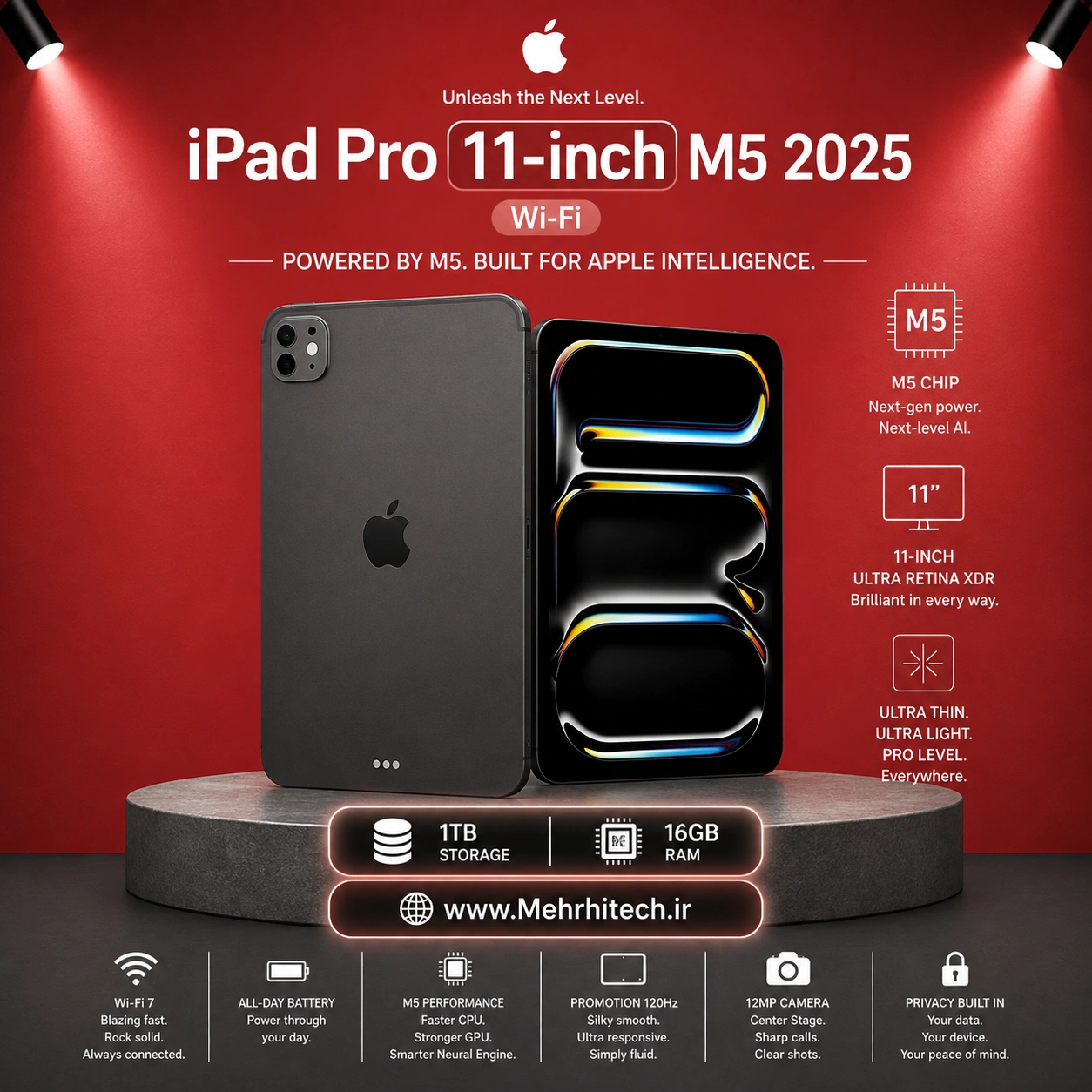 تبلت اپل مدل iPad Pro 11-inch M5 2025 Wi-Fi ظرفیت 1 ترابایت رم 16 گیگابایت