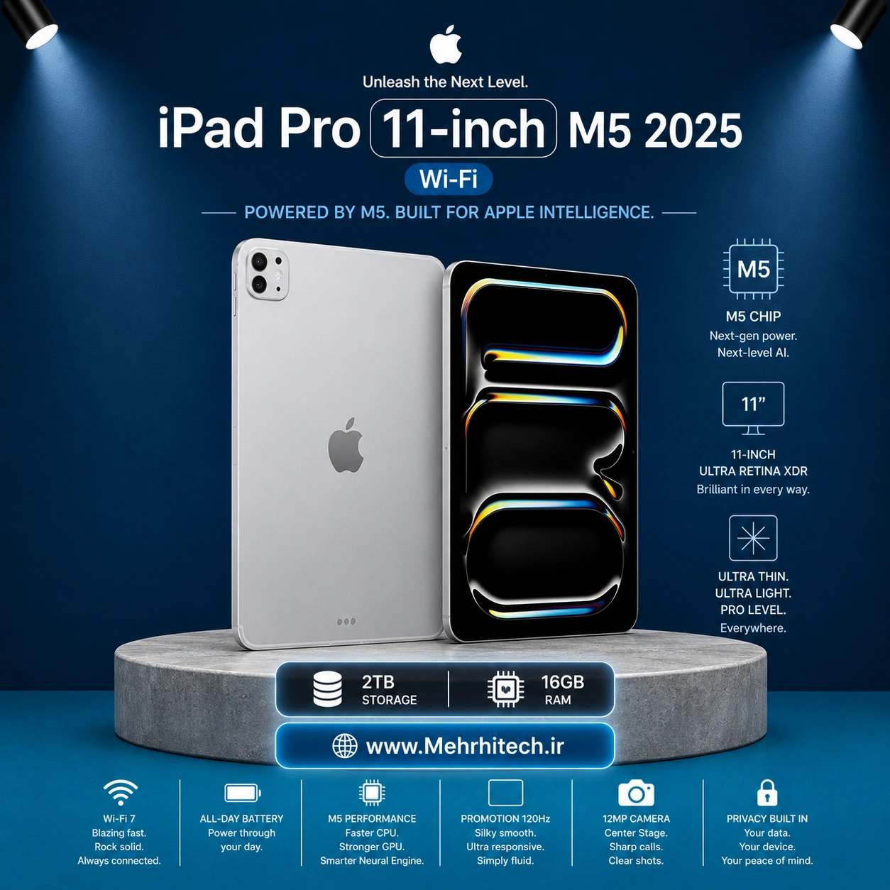 تبلت اپل مدل iPad Pro 11-inch M5 2025 Wi-Fi ظرفیت 2 ترابایت رم 16 گیگابایت