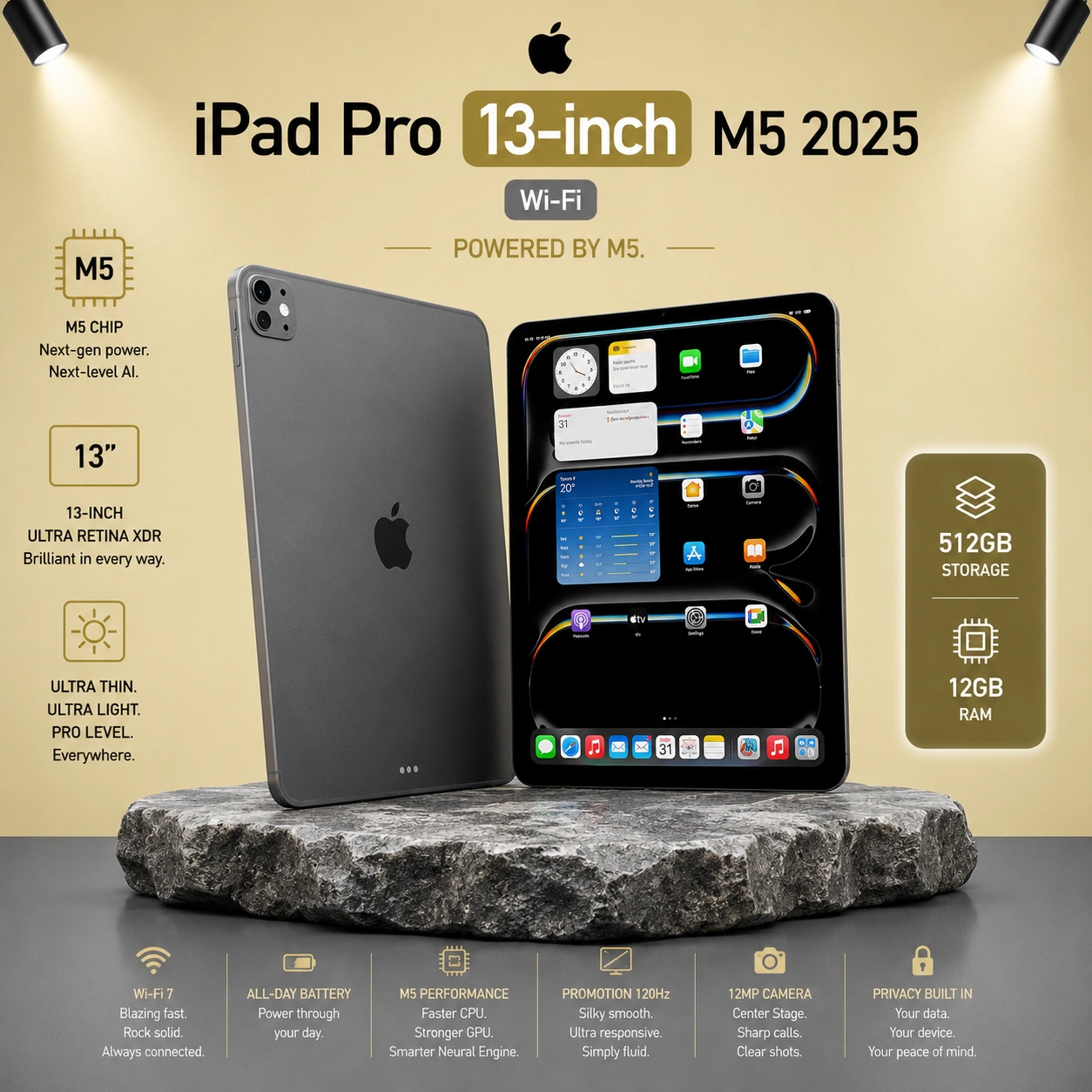 تبلت اپل مدل iPad Pro 13-inch M5 2025 Wi-Fi ظرفیت 512 گیگابایت رم 12 گیگابایت