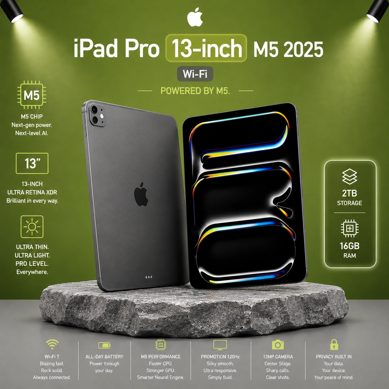 تبلت اپل مدل iPad Pro 13-inch M5 2025 Wi-Fi ظرفیت 2 ترابایت رم 16 گیگابایت