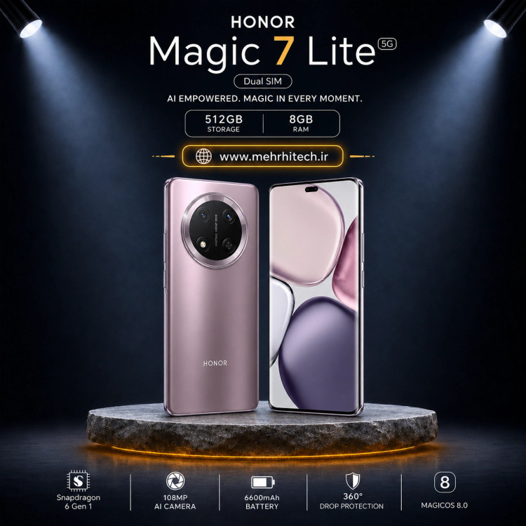 گوشی موبایل آنر مدل HONOR Magic7 Lite 5G دو سیم کارت ظرفیت 512 گیگابایت و رم 8 گیگابایت