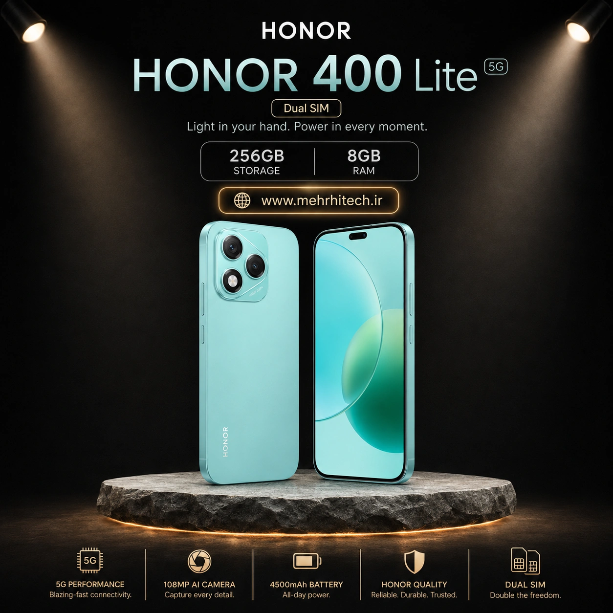 گوشی موبایل آنر مدل HONOR 400 Lite 5G دو سیم کارت ظرفیت 256 گیگابایت و رم 8 گیگابایت