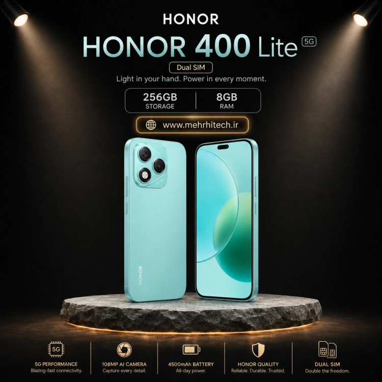 گوشی موبایل آنر مدل HONOR 400 Lite 5G دو سیم کارت ظرفیت 256 گیگابایت و رم 8 گیگابایت