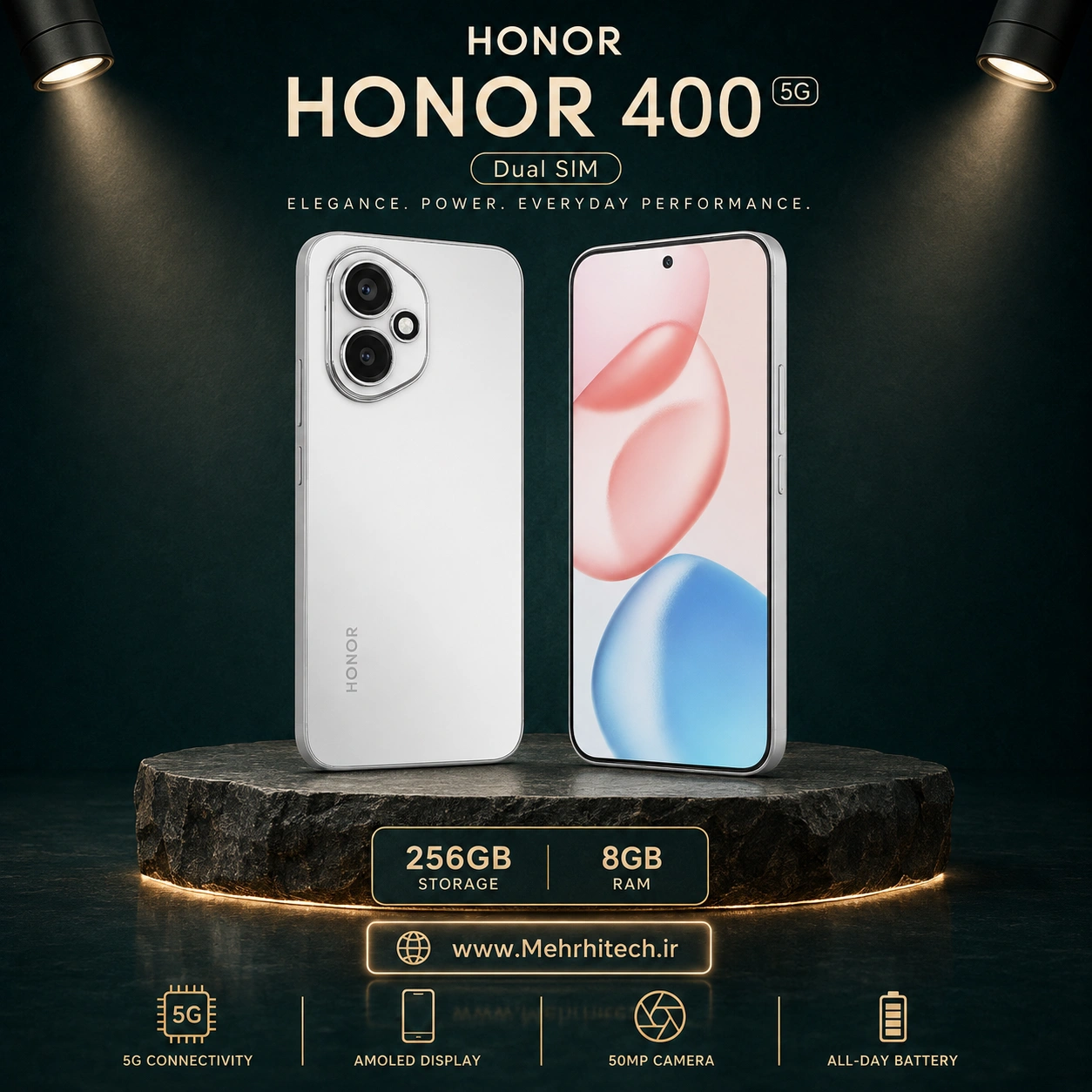 گوشی موبایل آنر مدل HONOR 400 5G دو سیم کارت ظرفیت 256 گیگابایت و رم 8 گیگابایت