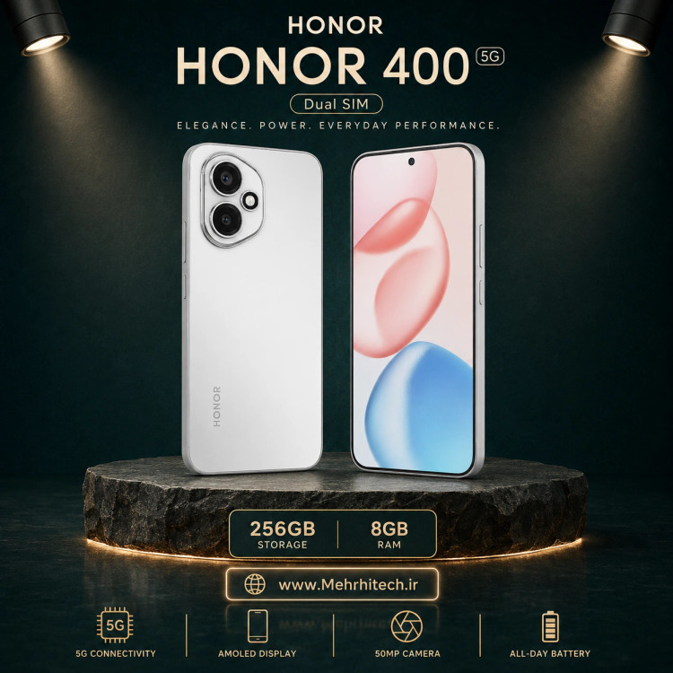 گوشی موبایل آنر مدل HONOR 400 5G دو سیم کارت ظرفیت 256 گیگابایت و رم 8 گیگابایت