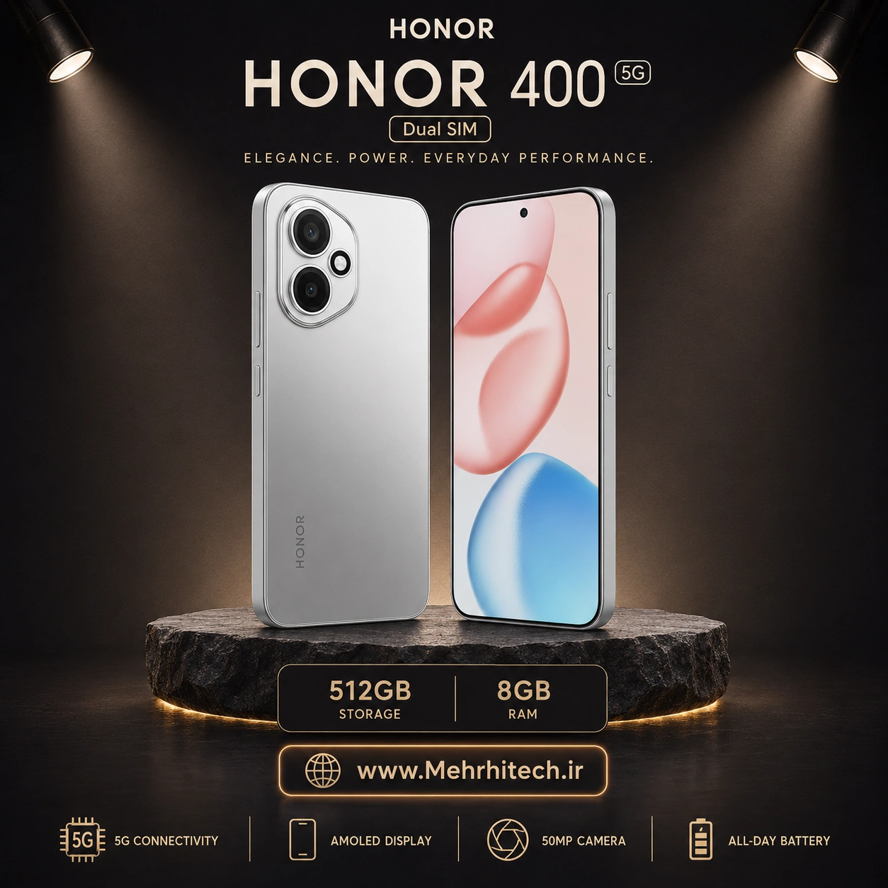گوشی موبایل آنر مدل HONOR 400 5G دو سیم کارت ظرفیت 512 گیگابایت و رم 8 گیگابایت