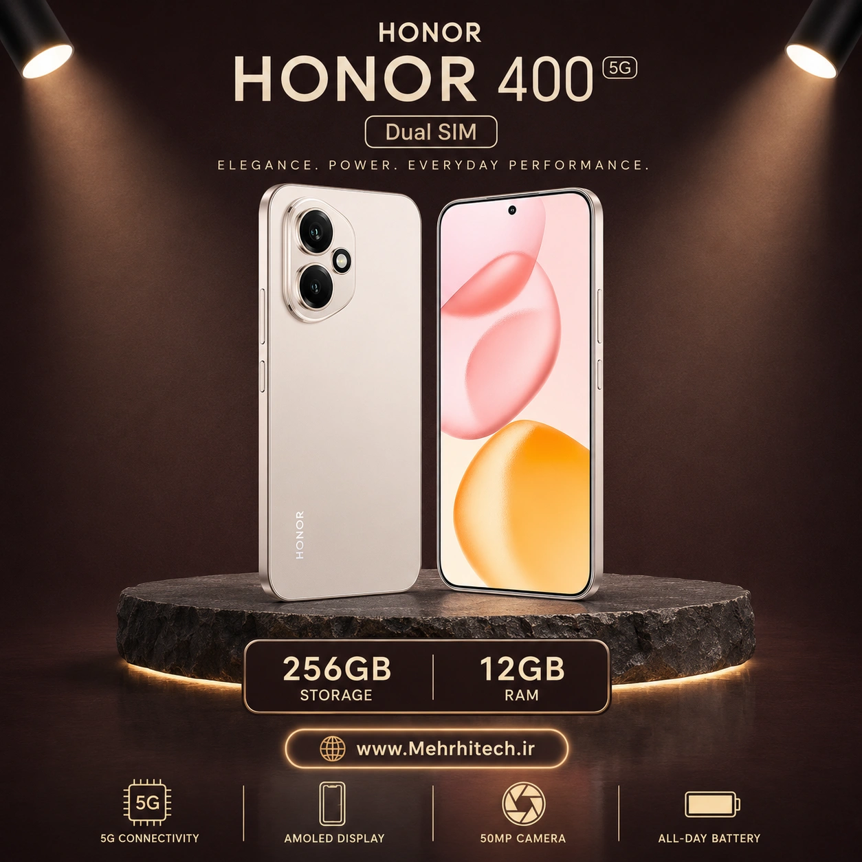 گوشی موبایل آنر مدل HONOR 400 5G دو سیم کارت ظرفیت 256 گیگابایت و رم 12 گیگابایت
