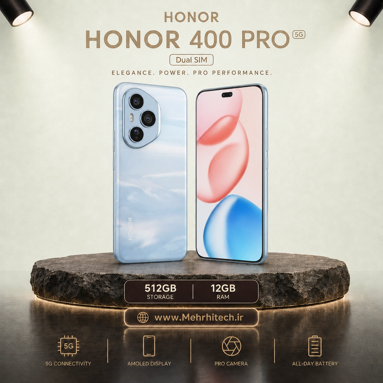 گوشی موبایل آنر مدل HONOR 400 Pro 5G دو سیم کارت ظرفیت 512 گیگابایت و رم 12 گیگابایت