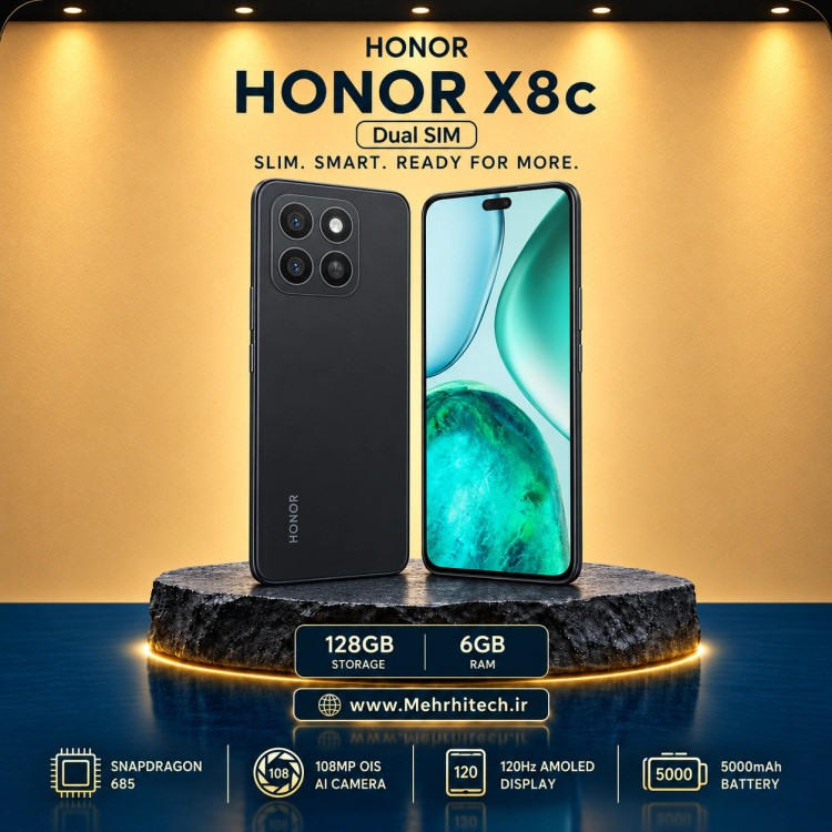 گوشی موبایل آنر مدل HONOR X8c دو سیم کارت ظرفیت 128 گیگابایت و رم 6 گیگابایت