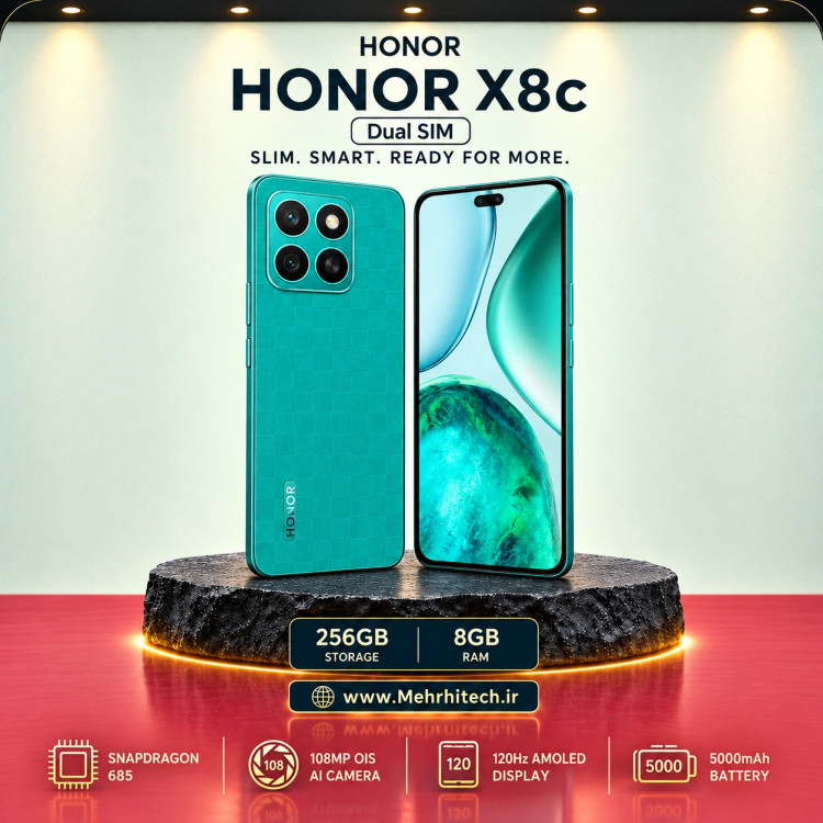 گوشی موبایل آنر مدل HONOR X8c دو سیم کارت ظرفیت 256 گیگابایت و رم 8 گیگابایت