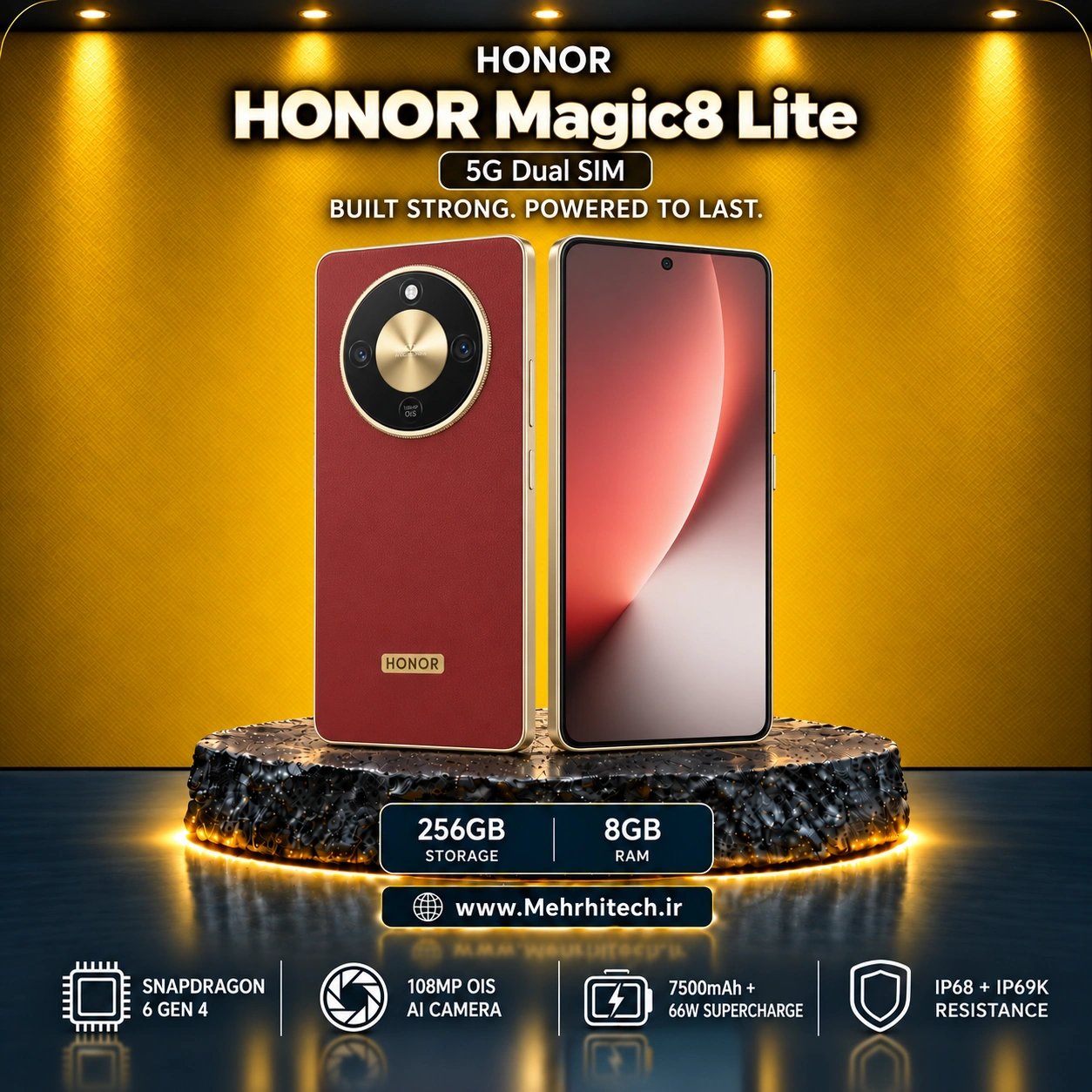 گوشی موبایل آنر مدل HONOR Magic8 Lite 5G دو سیم کارت ظرفیت 256 گیگابایت و رم 8 گیگابایت