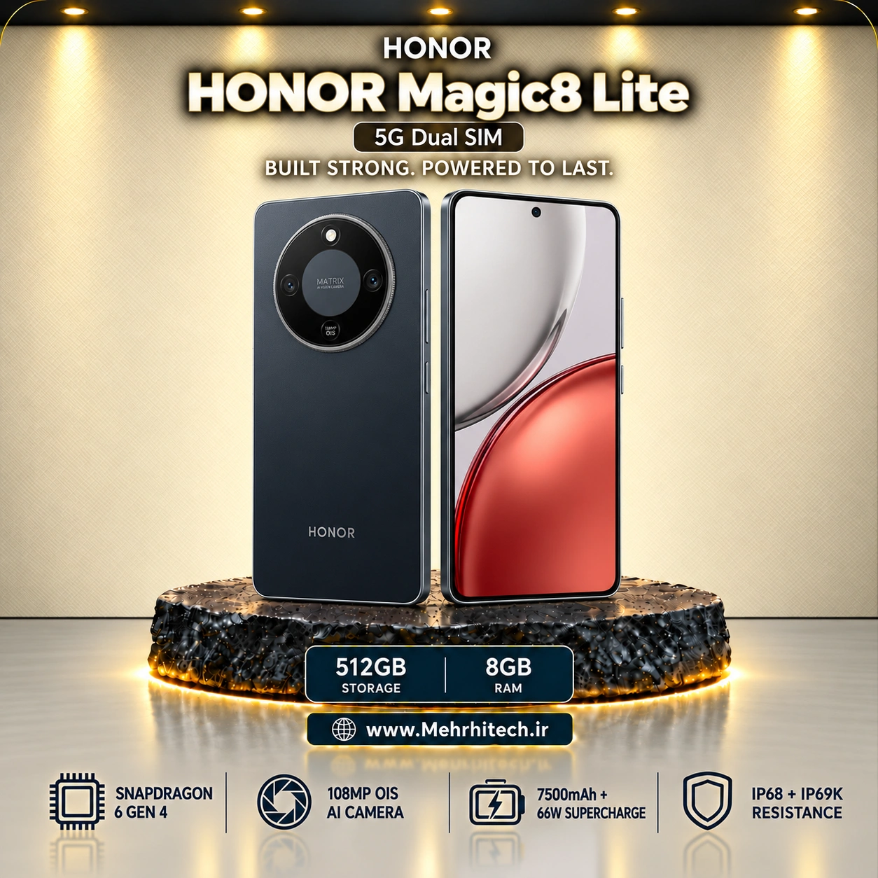 گوشی موبایل آنر مدل HONOR Magic8 Lite 5G دو سیم کارت ظرفیت 512 گیگابایت و رم 8 گیگابایت