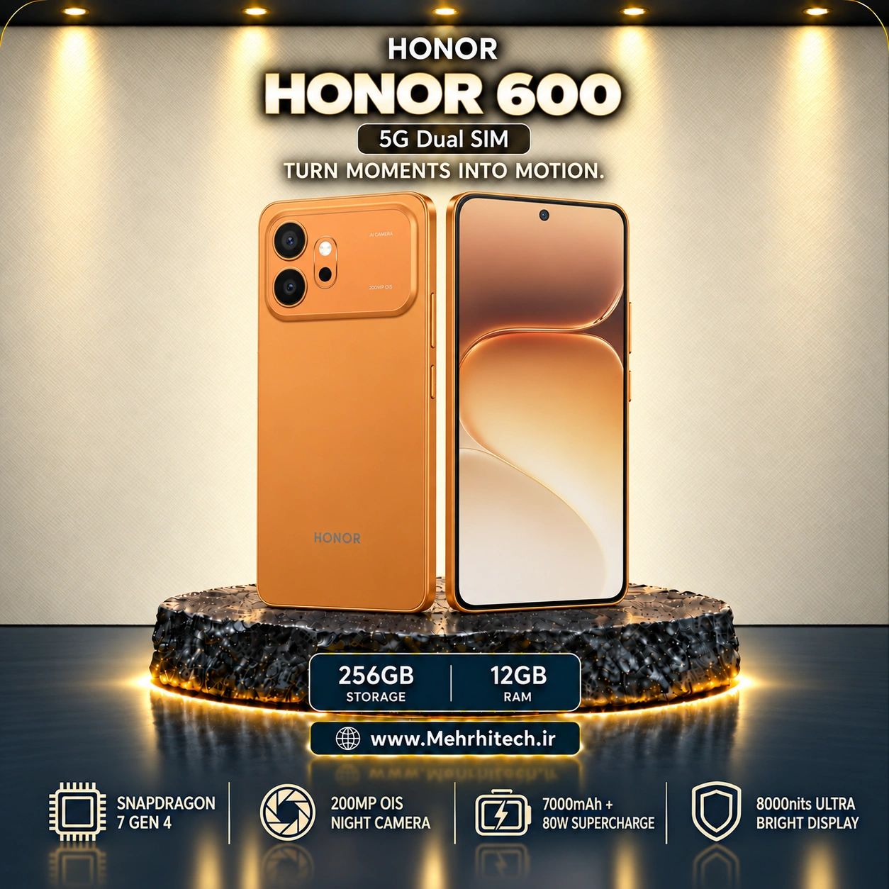 گوشی موبایل آنر مدل HONOR 600 5G دو سیم کارت ظرفیت 256 گیگابایت و رم 12 گیگابایت