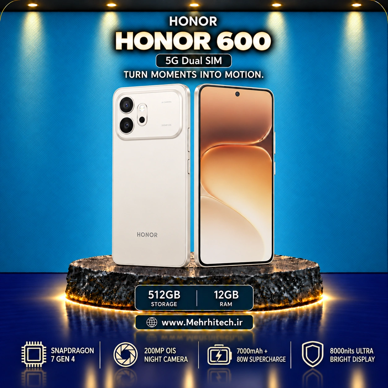 گوشی موبایل آنر مدل HONOR 600 5G دو سیم کارت ظرفیت 512 گیگابایت و رم 12 گیگابایت