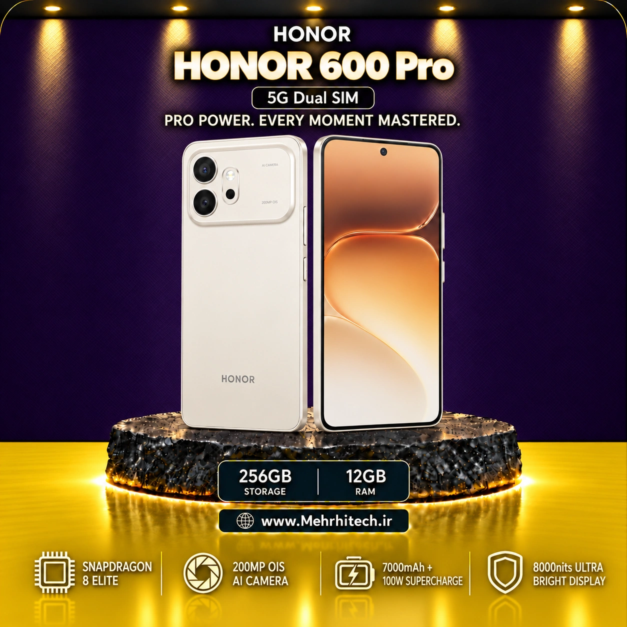 گوشی موبایل آنر مدل HONOR 600 Pro 5G دو سیم کارت ظرفیت 256 گیگابایت و رم 12 گیگابایت