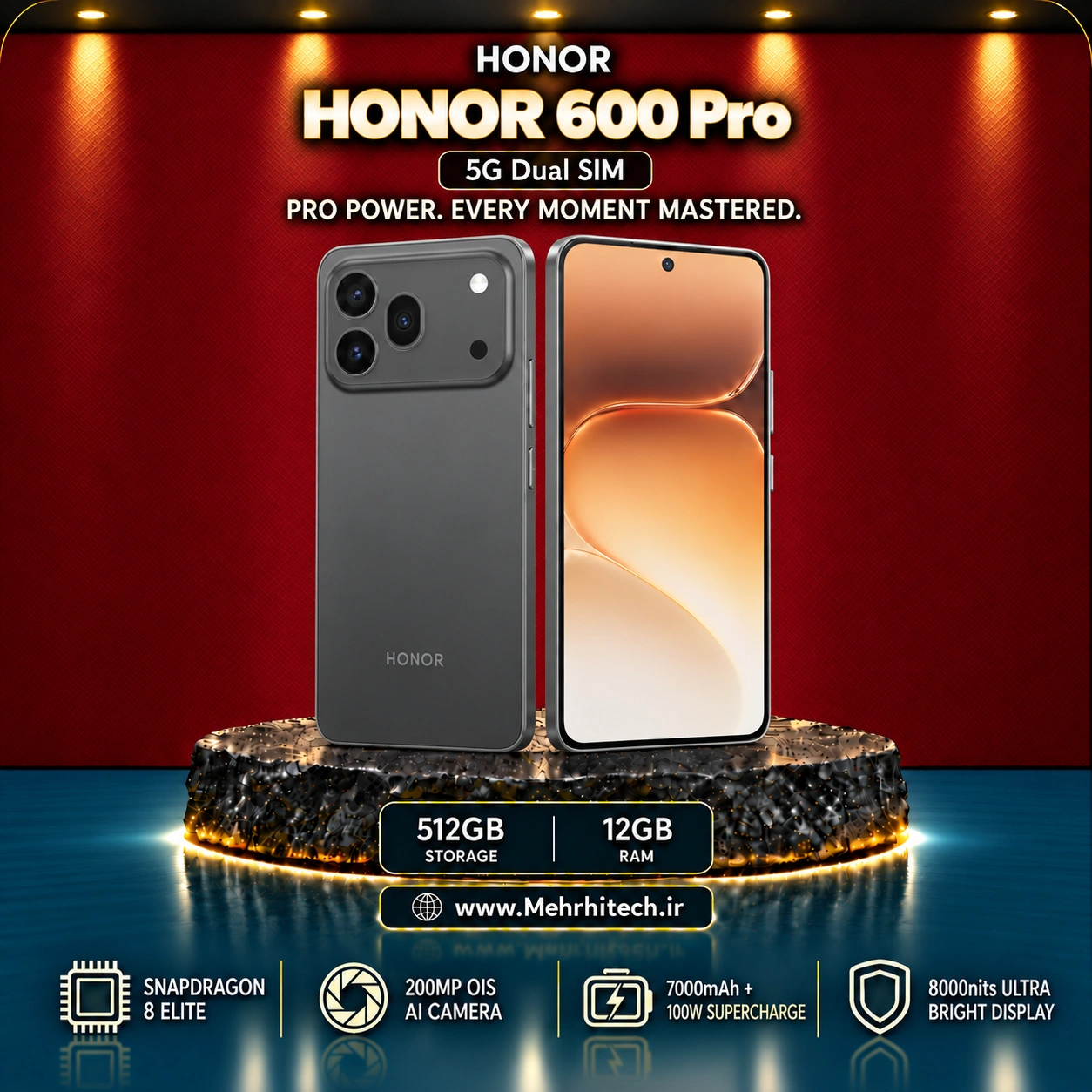 گوشی موبایل آنر مدل HONOR 600 Pro 5G دو سیم کارت ظرفیت 512 گیگابایت و رم 12 گیگابایت